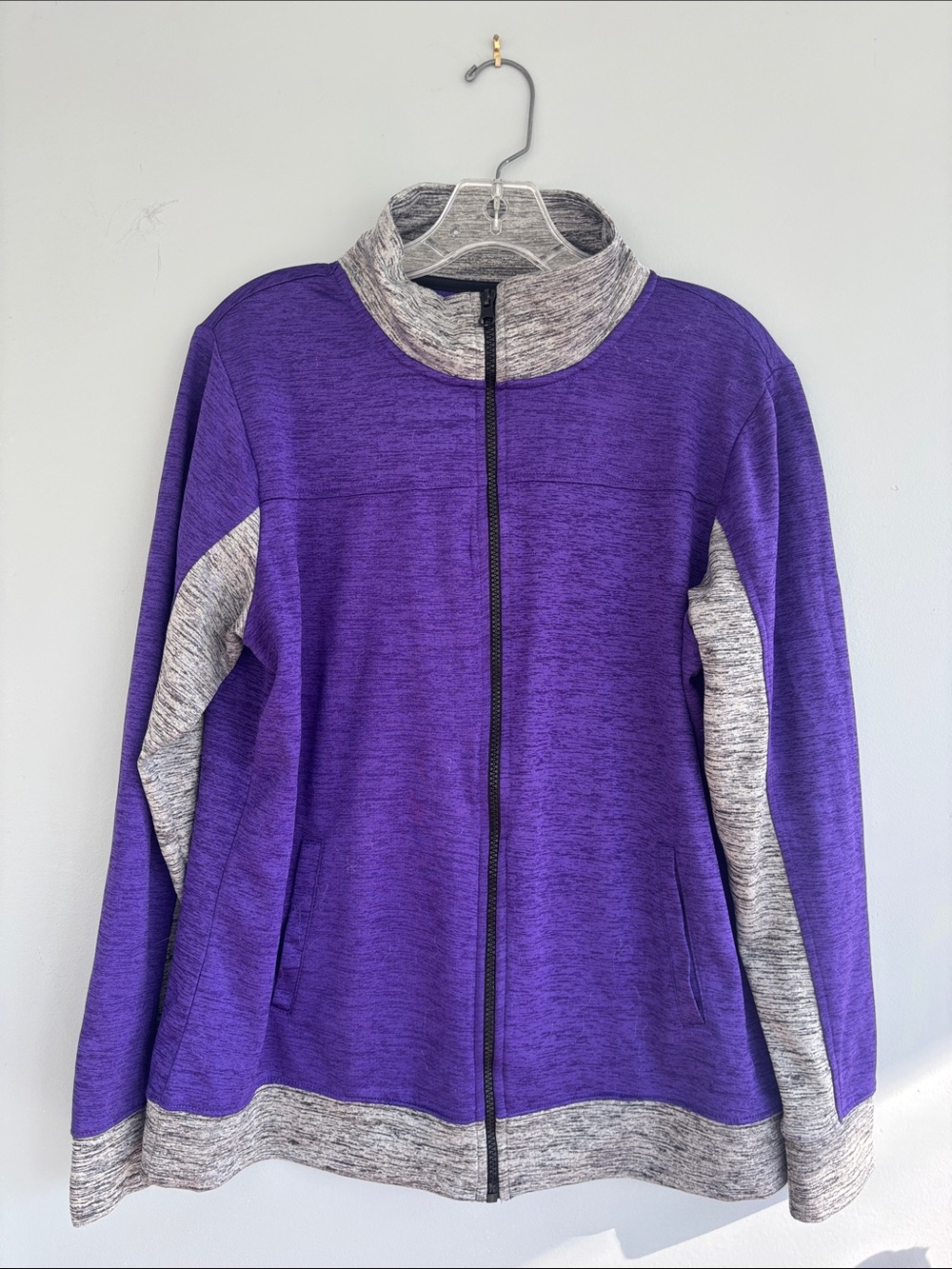 made for life Purple Zip-Front Jacket with Heather Gray Accents